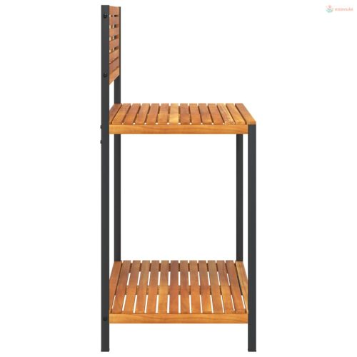 Tömör akácfa és acél kerti munkaasztal 90 x 50 x 110 cm