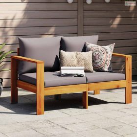 2 személyes tömör akácfa kerti kanapé párnával