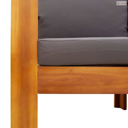 2 személyes tömör akácfa kerti kanapé párnával