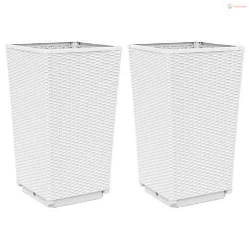 2 db fehér polipropilén kerti ültetőláda 32,5 x 32,5 x 57 cm