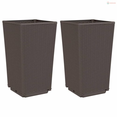 2 db barna polipropilén kerti ültetőláda 32,5 x 32,5 x 57 cm