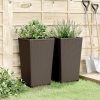 2 db barna polipropilén kerti ültetőláda 32,5 x 32,5 x 57 cm