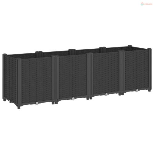 Fekete polipropilén kerti ültetőláda 160 x 40 x 53 cm