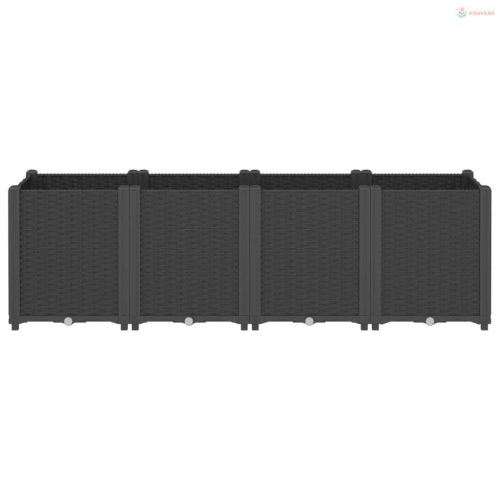 Fekete polipropilén kerti ültetőláda 160 x 40 x 53 cm