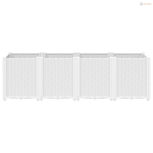 Fehér polipropilén kerti ültetőláda 160 x 40 x 53 cm