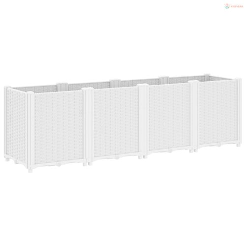 Fehér polipropilén kerti ültetőláda 160 x 40 x 53 cm