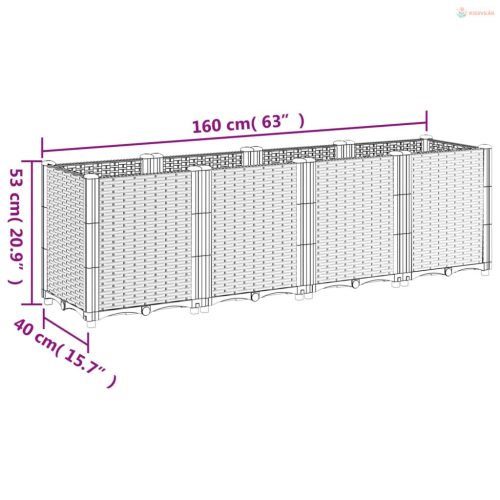 Barna polipropilén kerti ültetőláda 160 x 40 x 53 cm