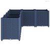 Kékszürke polipropilén kerti ültetőláda 160 x 120 x 53 cm