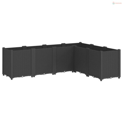 Fekete polipropilén kerti ültetőláda 160 x 120 x 53 cm