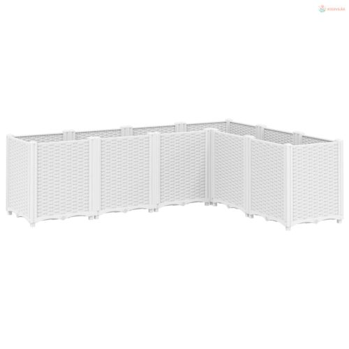 Fehér polipropilén kerti ültetőláda 160 x 120 x 53 cm