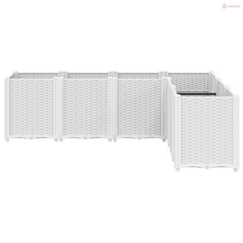 Fehér polipropilén kerti ültetőláda 160 x 120 x 53 cm