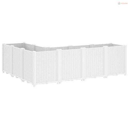 Fehér polipropilén kerti ültetőláda 160 x 120 x 53 cm