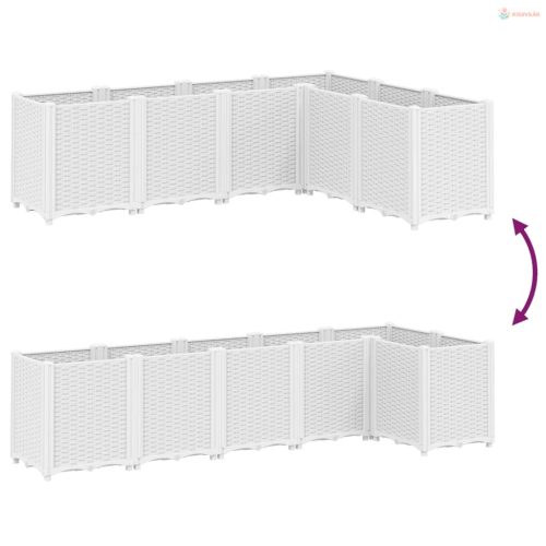 Fehér polipropilén kerti ültetőláda 160 x 120 x 53 cm