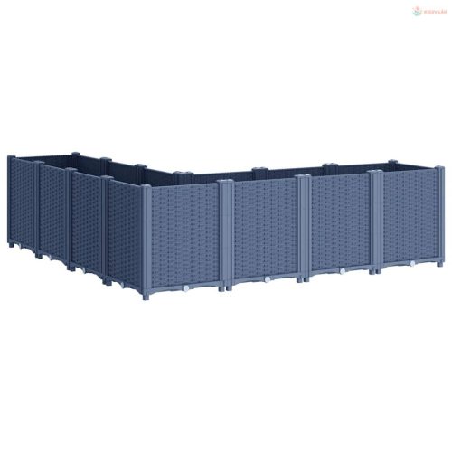 Kékszürke polipropilén kerti ültetőláda 160 x 160 x 53 cm