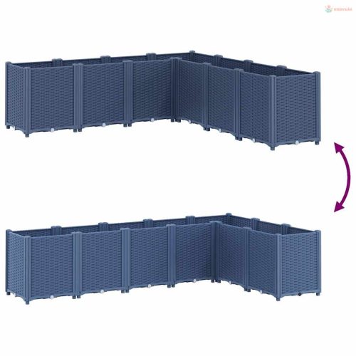 Kékszürke polipropilén kerti ültetőláda 160 x 160 x 53 cm