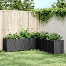 Fekete polipropilén kerti ültetőláda 160 x 160 x 53 cm