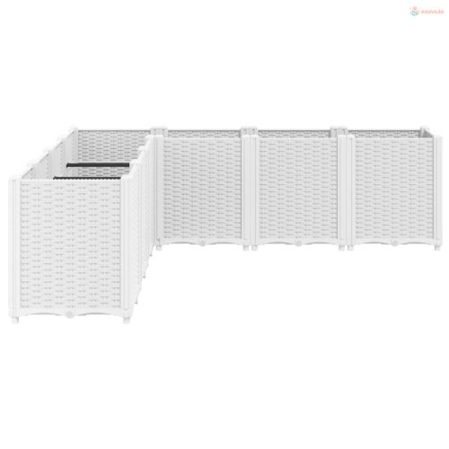 Fehér polipropilén kerti ültetőláda 160 x 160 x 53 cm