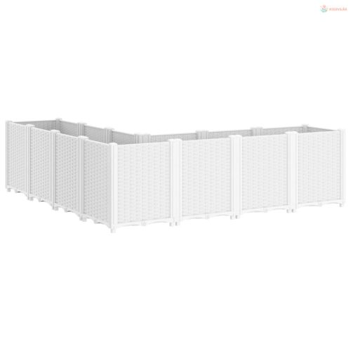 Fehér polipropilén kerti ültetőláda 160 x 160 x 53 cm