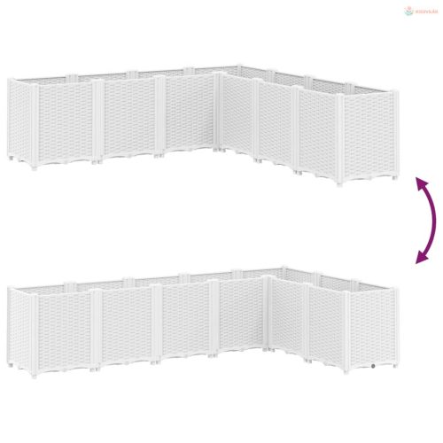 Fehér polipropilén kerti ültetőláda 160 x 160 x 53 cm