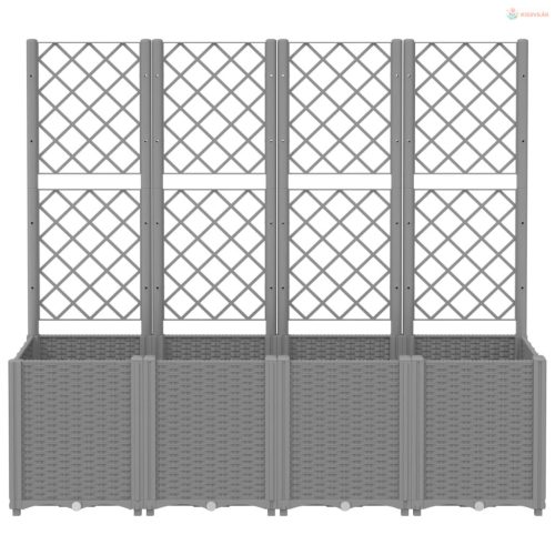 Világosszürke PP rácsos kerti ültetőláda 160 x 40 x 140 cm