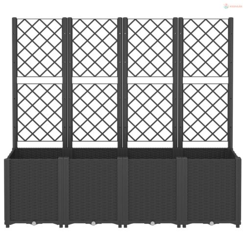 Fekete polipropilén rácsos kerti ültetőláda 160 x 40 x 140 cm