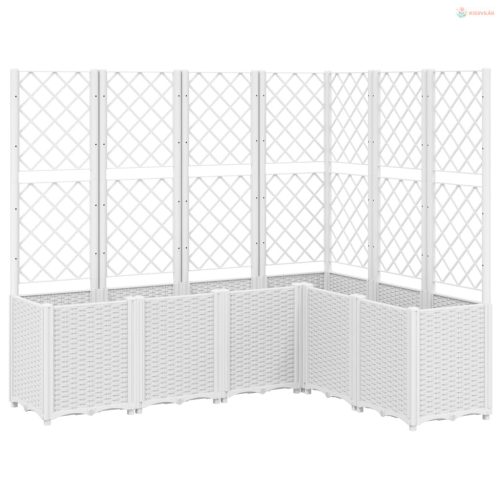 Fehér polipropilén rácsos kerti ültetőláda 160 x 120 x 140 cm