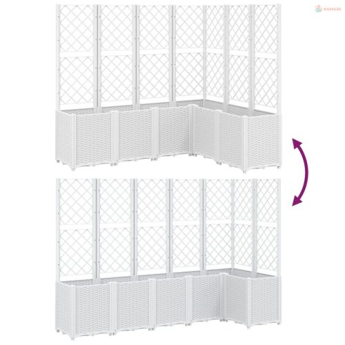 Fehér polipropilén rácsos kerti ültetőláda 160 x 120 x 140 cm