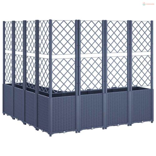 Kékszürke polipropilén rácsos kerti ültetőláda 160 x 160 x 140 cm