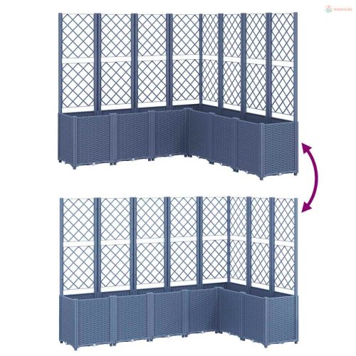 Kékszürke polipropilén rácsos kerti ültetőláda 160 x 160 x 140 cm