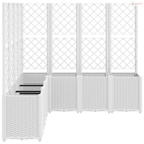 Fehér polipropilén rácsos kerti ültetőláda 160 x 160 x 140 cm