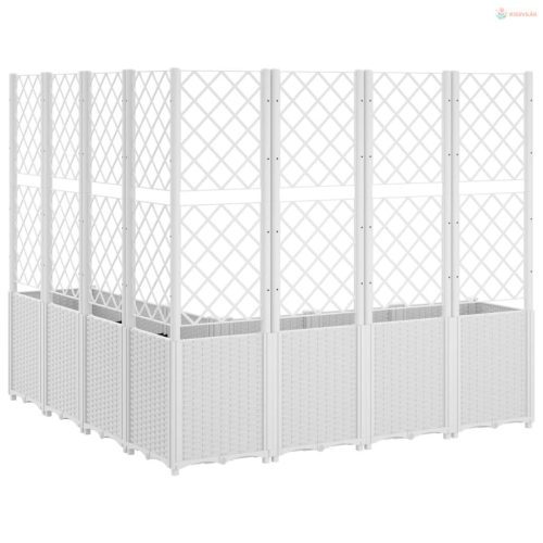 Fehér polipropilén rácsos kerti ültetőláda 160 x 160 x 140 cm