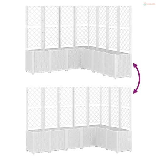 Fehér polipropilén rácsos kerti ültetőláda 160 x 160 x 140 cm
