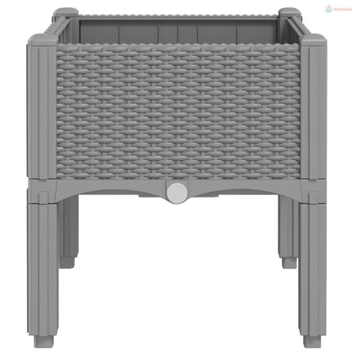 Világosszürke PP rácsos kerti ültetőláda 40 x 40 x 42 cm