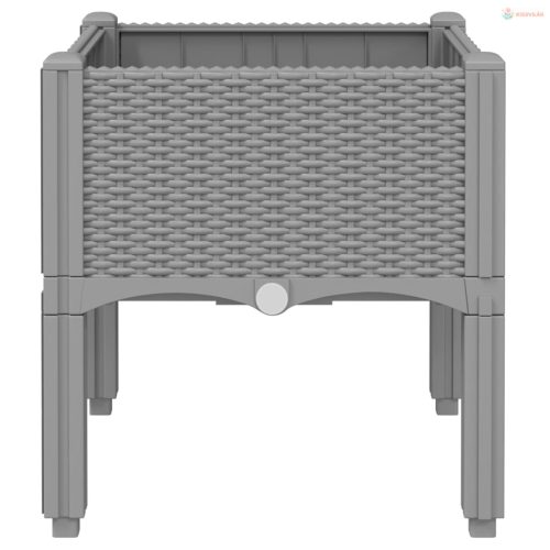 Világosszürke PP rácsos kerti ültetőláda 40 x 40 x 42 cm