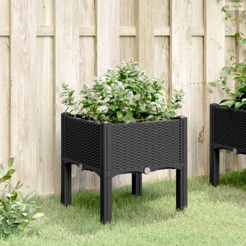 Fekete PP rácsos kerti ültetőláda 40 x 40 x 42 cm