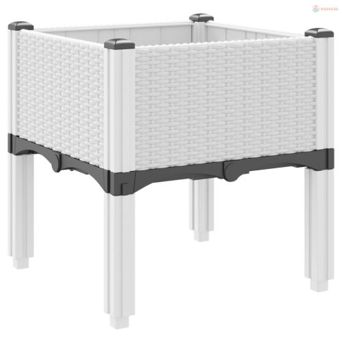 Fehér PP rácsos kerti ültetőláda 40 x 40 x 42 cm
