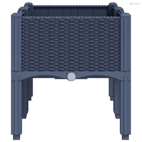 Kékszürke PP rácsos kerti ültetőláda 80 x 40 x 42 cm