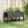 Fekete PP rácsos kerti ültetőláda 80 x 40 x 42 cm