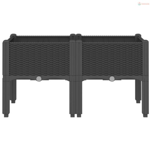 Fekete PP rácsos kerti ültetőláda 80 x 40 x 42 cm