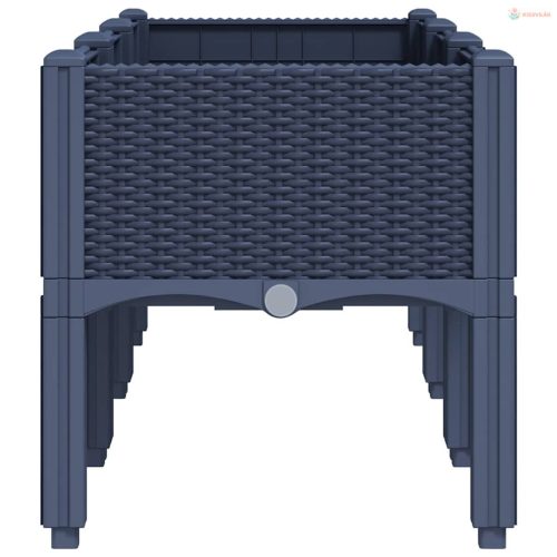 Kékszürke PP rácsos kerti ültetőláda 120 x 40 x 42 cm