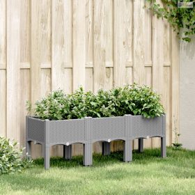   Világosszürke PP rácsos kerti ültetőláda 120 x 40 x 42 cm