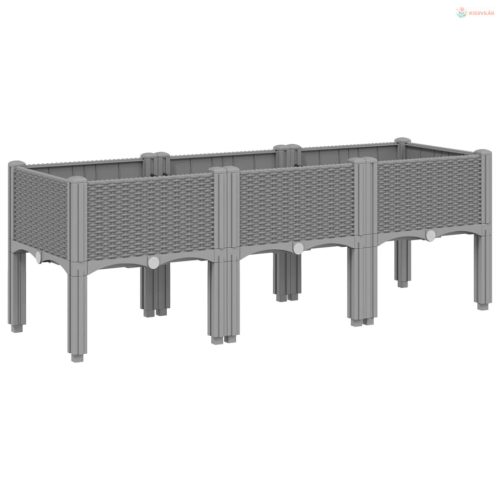 Világosszürke PP rácsos kerti ültetőláda 120 x 40 x 42 cm