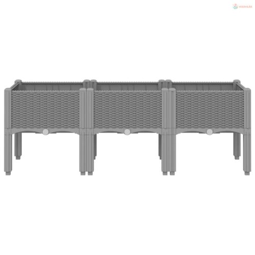 Világosszürke PP rácsos kerti ültetőláda 120 x 40 x 42 cm