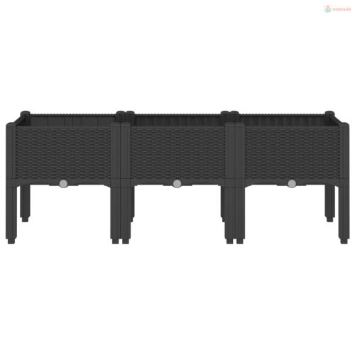Fekete PP rácsos kerti ültetőláda 120 x 40 x 42 cm
