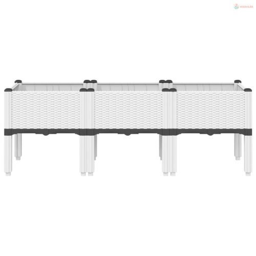 Fehér PP rácsos kerti ültetőláda 120 x 40 x 42 cm