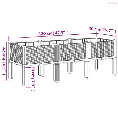 Fehér PP rácsos kerti ültetőláda 120 x 40 x 42 cm