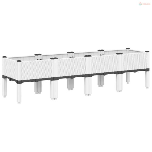 Fehér PP rácsos kerti ültetőláda 160 x 40 x 42 cm