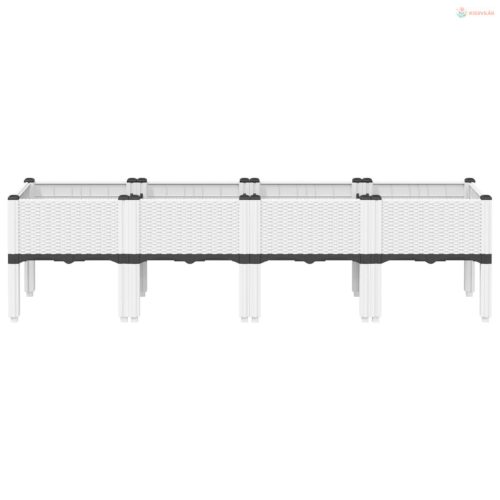 Fehér PP rácsos kerti ültetőláda 160 x 40 x 42 cm