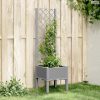 Világosszürke PP rácsos kerti ültetőláda 40 x 40 x 142 cm