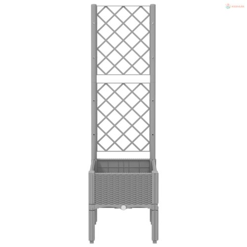 Világosszürke PP rácsos kerti ültetőláda 40 x 40 x 142 cm